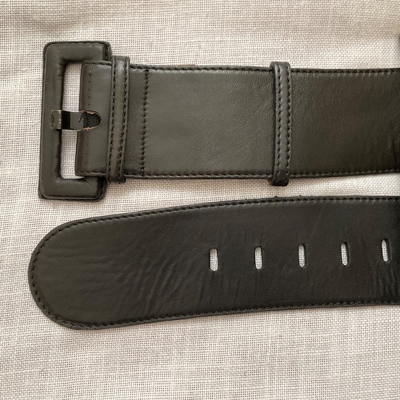 Vintage Donna Karen NY Wide Black Leather Belt Made in USA main image 12